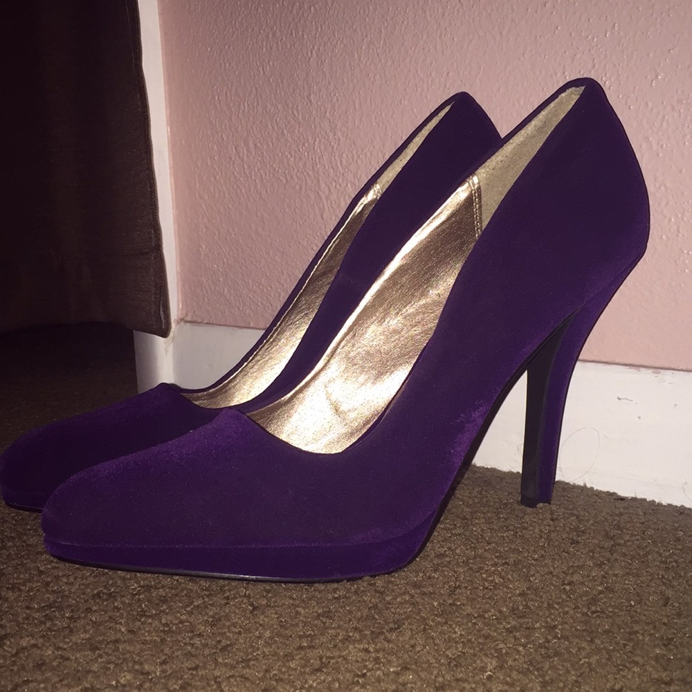 Velvet Purple High Heel Shoes from Payless